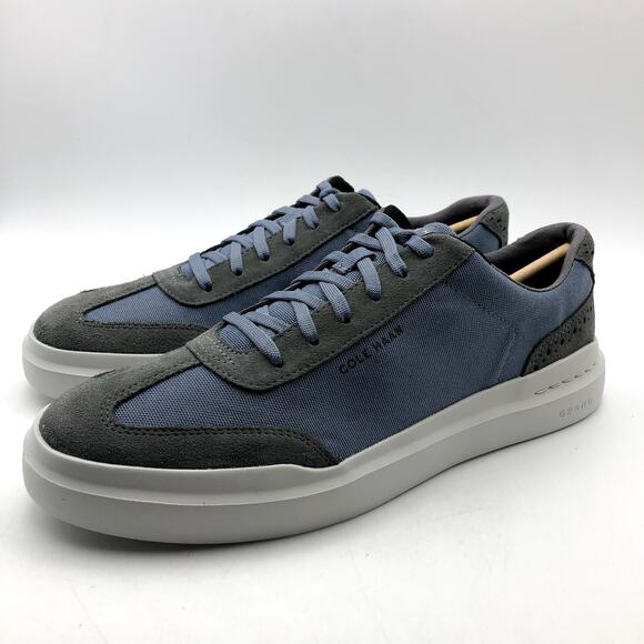 COLE HAAN Mens GrandPrø Rally Sneakers 9.5M Blue Grey Canvas T-Toe NIB - Picture 5 of 11